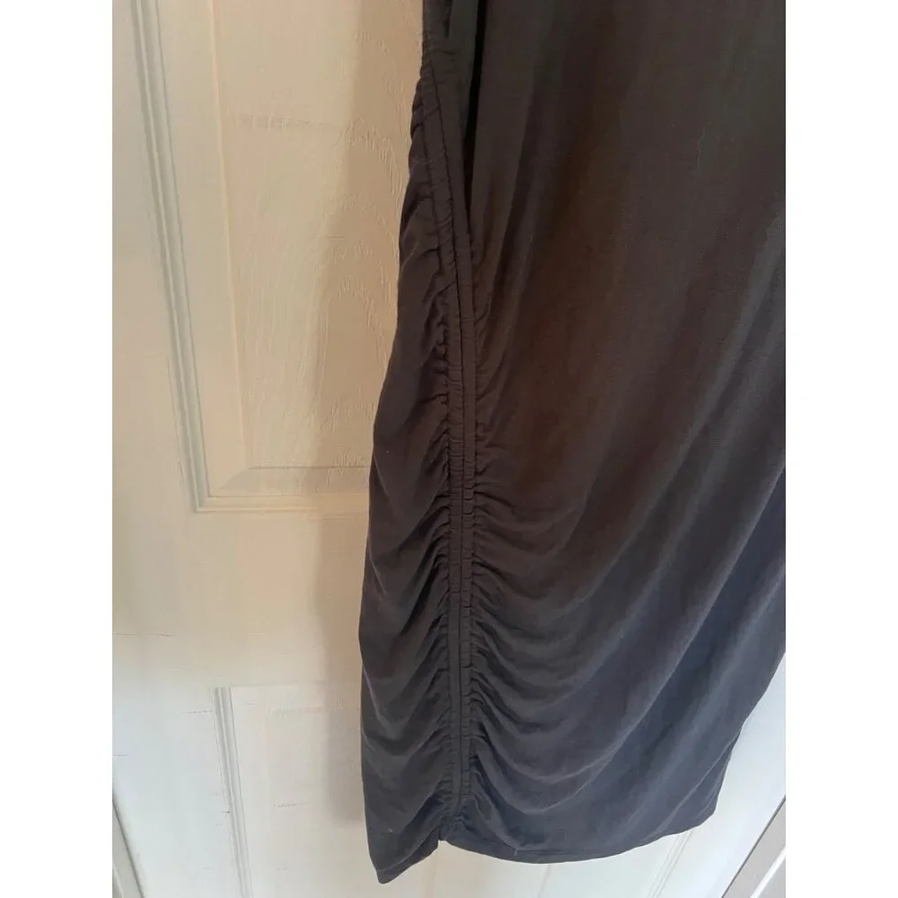 Athleta Side Rushed Grey Sleeveless Midi Length Dress Size Medium Tall - Picture 2 of 9